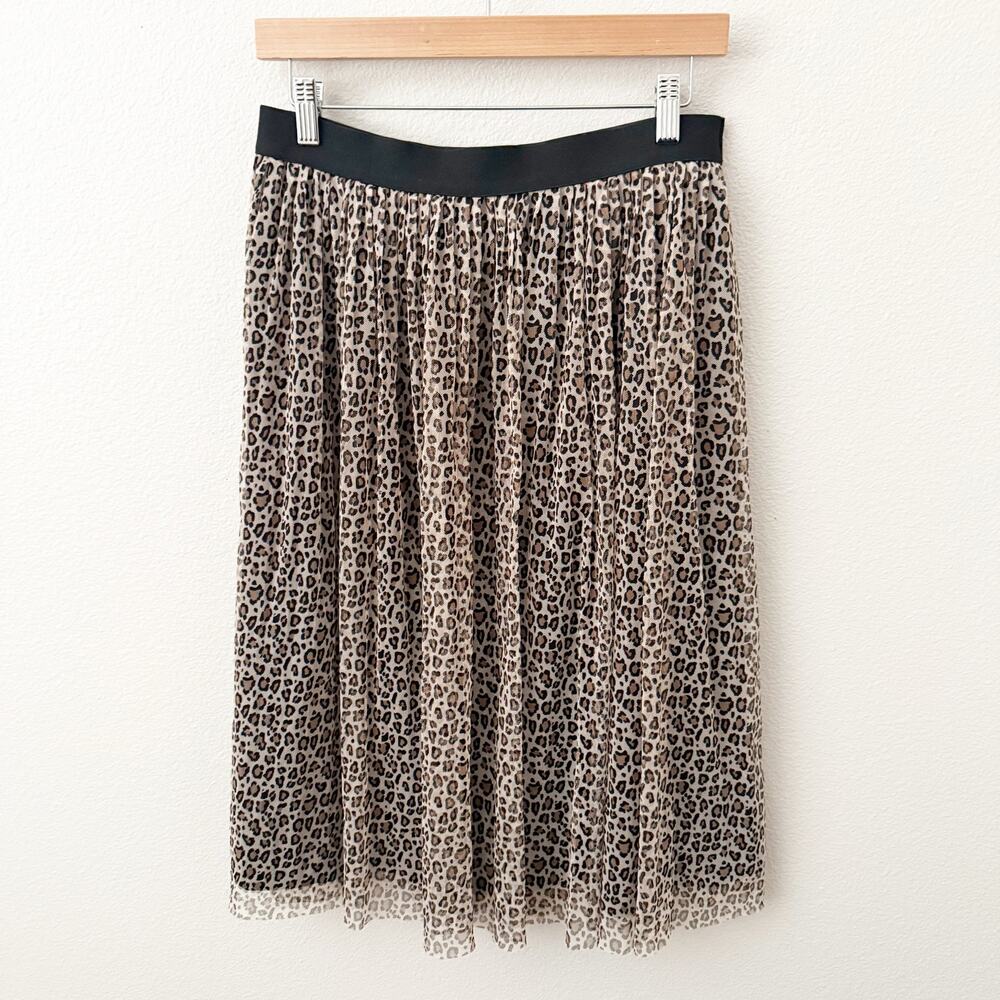 A NEW DAY | Leopard Print Chiffon Tulle Pleated Skirt Elastic Waist | Medium - Picture 7 of 7
